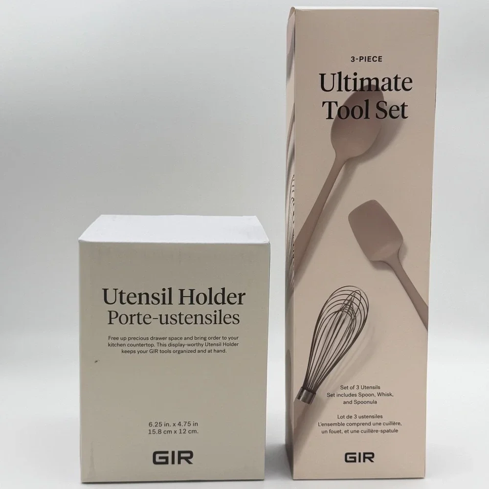GIR Utensil Holder and 3-Piece‎ Ultimate Tool Set Tan Silicone NEW